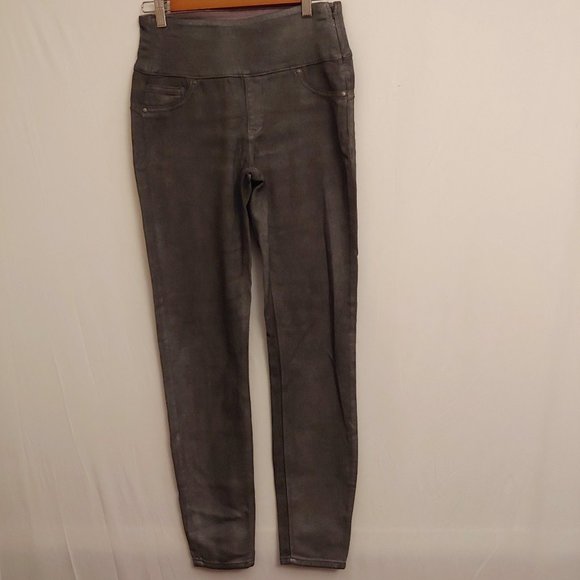 Spanx by Sara Blakley Wax Coated Leggings M Silver Grey Pewter Size Medium - Picture 1 of 11